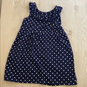 Navy blue and white polkadot dress.